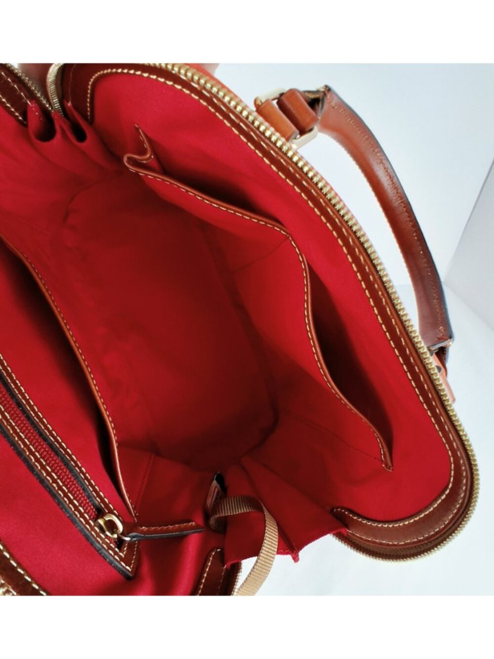 Dooney & Bourke Pebble Leather Domed Dark Salmon Satchel / Cross Body NWT - Picture 10 of 16